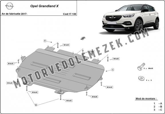 Acél motor, sebbeségváltó, hütő védőlemez Opel Grandland X