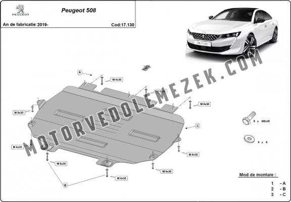 Acél motor, sebbeségváltó, hütő védőlemez Peugeot 508