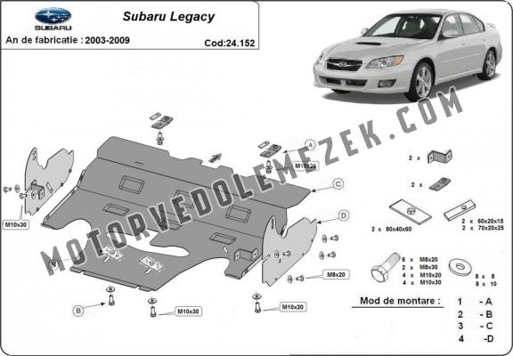 Acél motor, hütő védőlemez Subaru Legacy IV