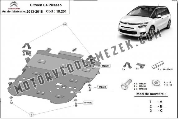 Acél motor,váltó, hűtő védőlemez Citroen C4 Picasso