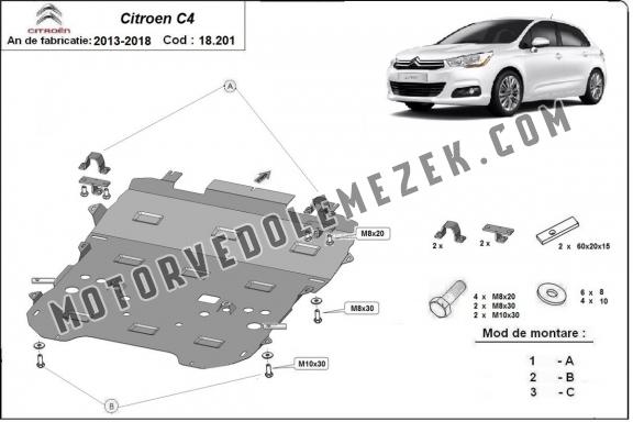 Acél motor,váltó, hűtő védőlemez Citroen c4