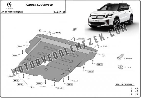 Acél motor, kapcsolószekrény védőlemez Citroen C3 Aircross