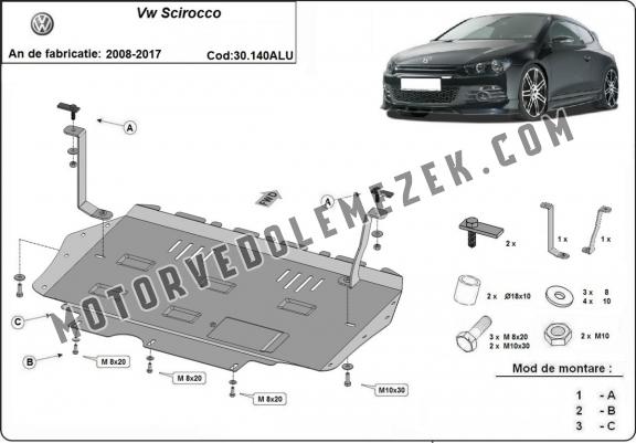 Aluminium motor, kapcsolószekrény védőlemez Volkswagen Scirocco