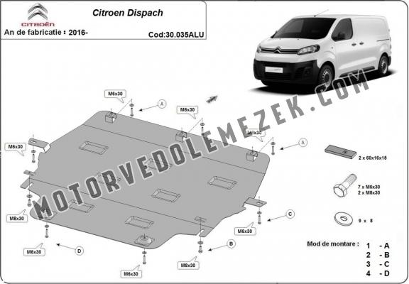 Aluminium motor, kapcsolószekrény védőlemez Citroen Dispach