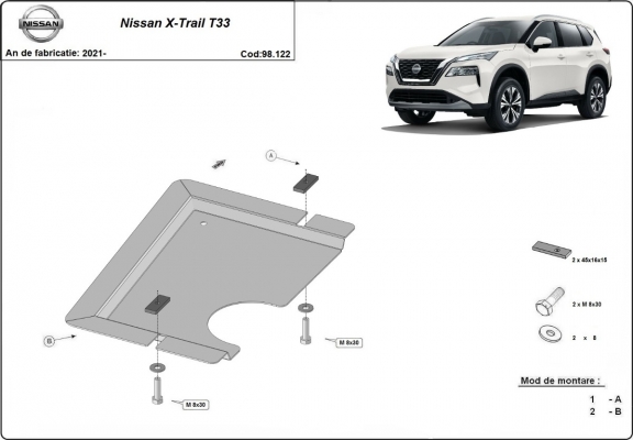 Acél hátsó differenciálmű védőlemez Nissan X Trail