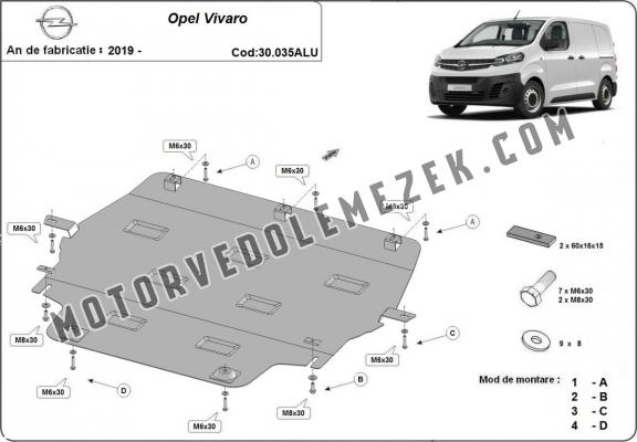 Aluminium motor, kapcsolószekrény védőlemez Opel Vivaro