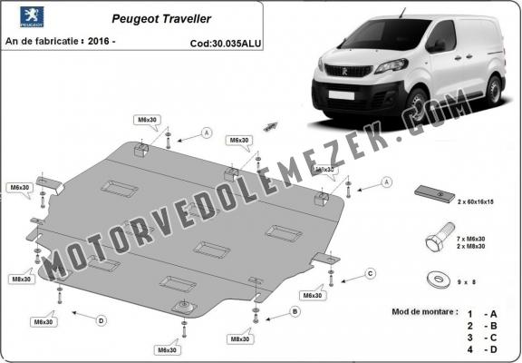 Aluminium motor, kapcsolószekrény védőlemez Peugeot Traveller