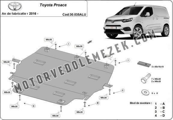 Aluminium motor, kapcsolószekrény védőlemez Toyota Proace