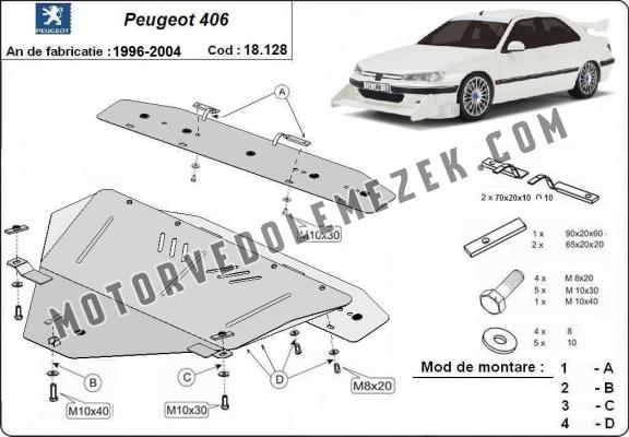 Steel skid plate for the protection of the engine and the gearbox for Peugeot 406