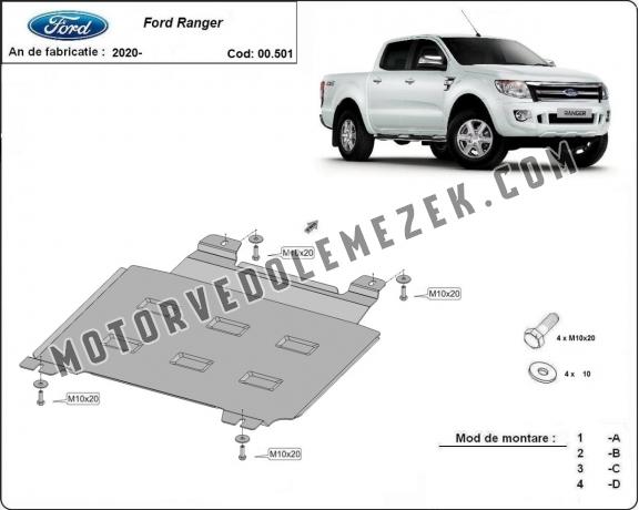 Steel gearbox skid plate for Ford Ranger
