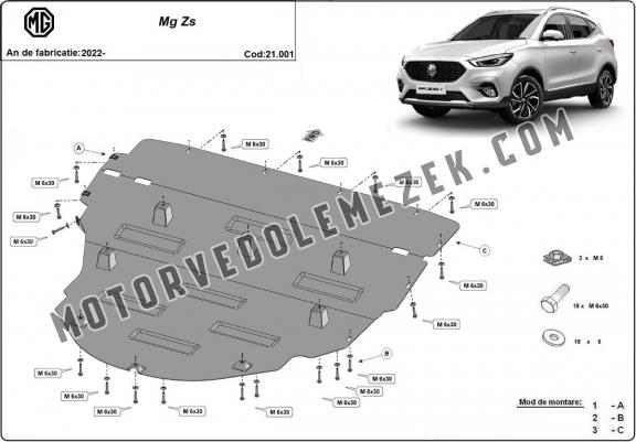 Acél motor, kapcsolószekrény, hütő védőlemez MG ZS