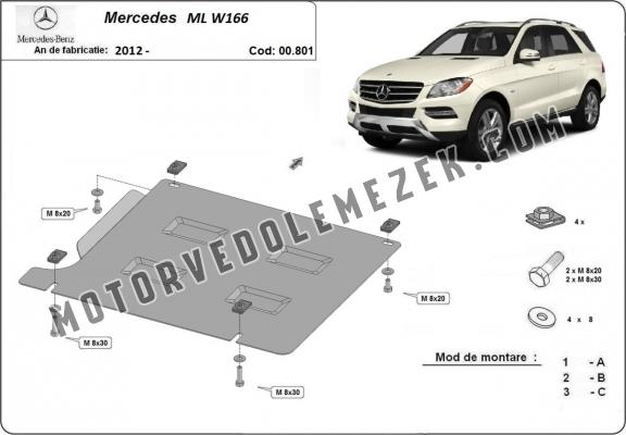 Steel gearbox skid plate for Mercedes ML W166