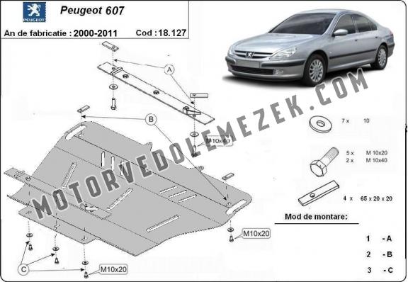 Steel skid plate for Peugeot 607