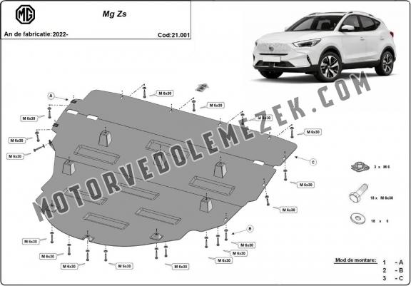 Steel skid plate for MG ZS