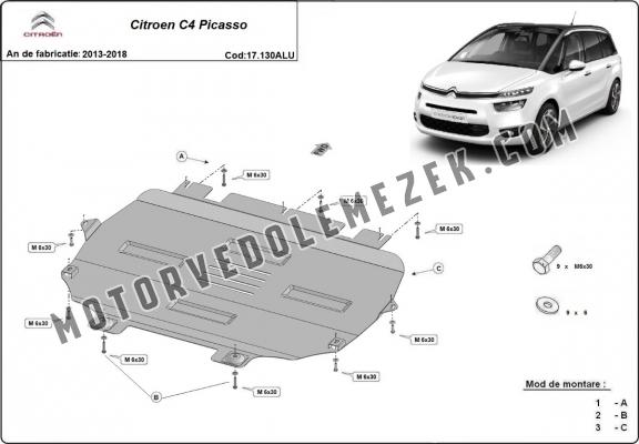 Aluminium skid plate for Citroen C4 Picasso