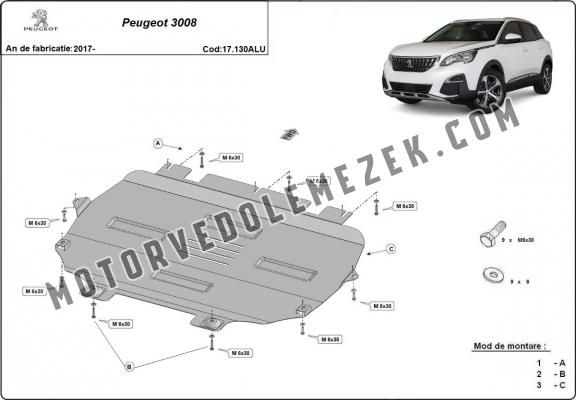 Aluminium skid plate for Peugeot 3008