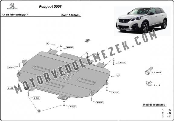 Aluminium skid plate for Peugeot 5008
