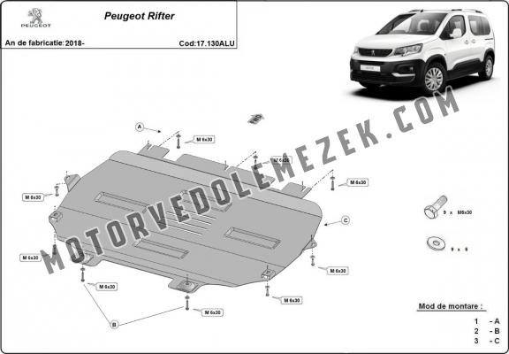 Aluminium skid plate for Peugeot Rifter
