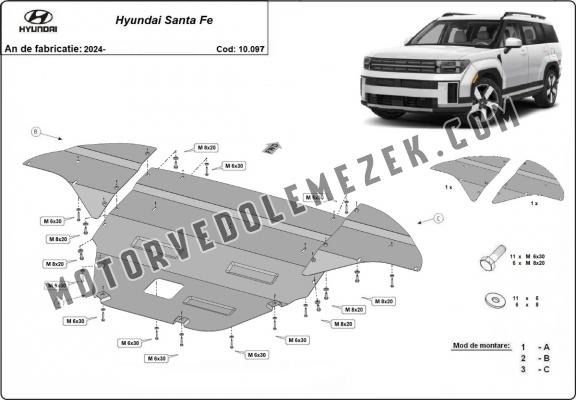 Steel skid plate for Hyundai Santa Fe