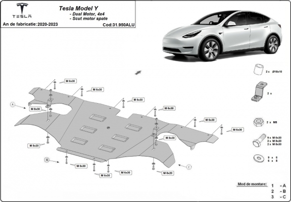 Hátsó alumínium elektromos motorvédő lemez – Tesla Model Y
