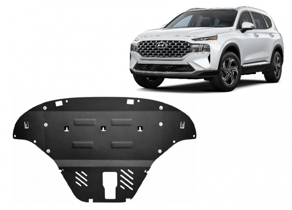 Acél motor, kapcsolószekrény, hűtő védőlemez Hyundai Santa Fe