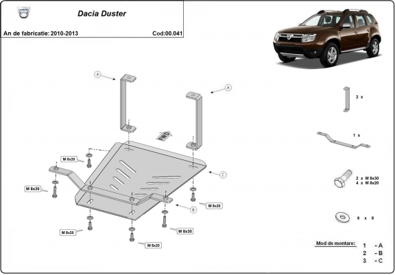 Acél differenciálmű védőlemez Dacia Duster