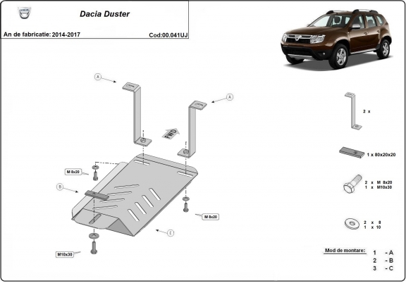 Acél hátsó differenciálmű védőlemez - Dacia Duster 4x4