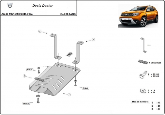 Acél hátsó differenciálmű védőlemez - RWD Dacia Duster
