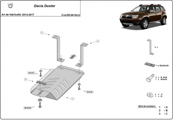 Alumínium differenciálmű védőlemez Dacia Duster 4x4