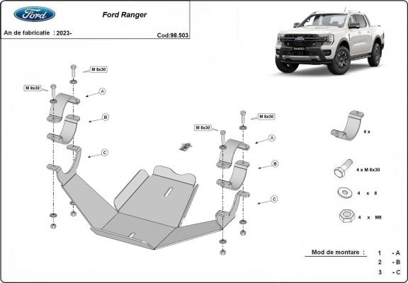 Acél hátsó differenciálmű védőlemez Ford Ranger