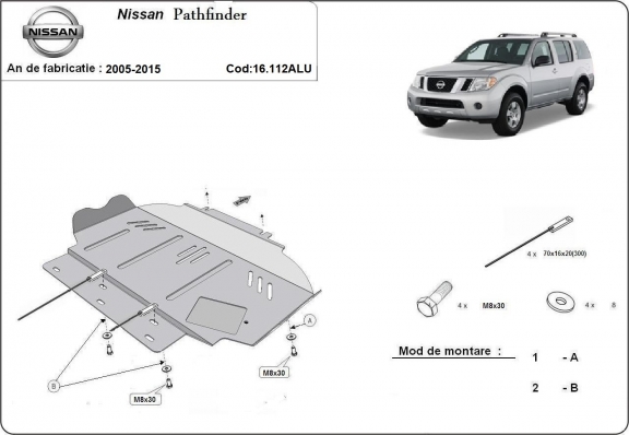 Aluminum motor, kapcsolószekrény védőlemez Nissan Pathfinder