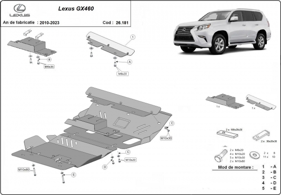 Acél kapcsolószekrény, hűtő védőlemez Lexus GX460