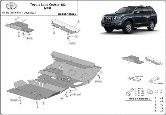 Motor, karter- védő Alumíniumlemez Toyota Land Cruiser 150