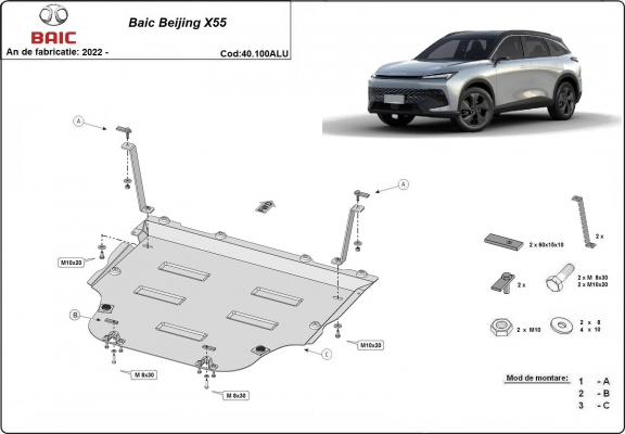 Aluminium motor, sebbeségváltó védőlemez BAIC Beijing X55