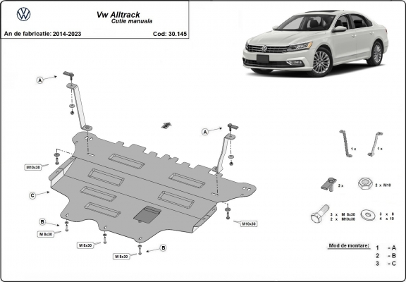 Acél motor, sebességváltó, hűtő, első lökhárító védőlemez VW Passat Alltrack