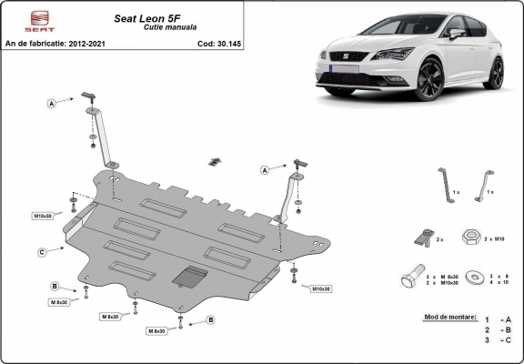 Acél motor, kapcsolószekrény védőlemez Seat Leon
