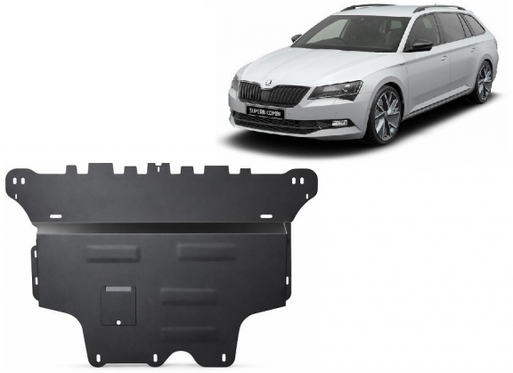 Acél motor, sebességváltó, hűtő, első lökhárító védőlemez Skoda Superb