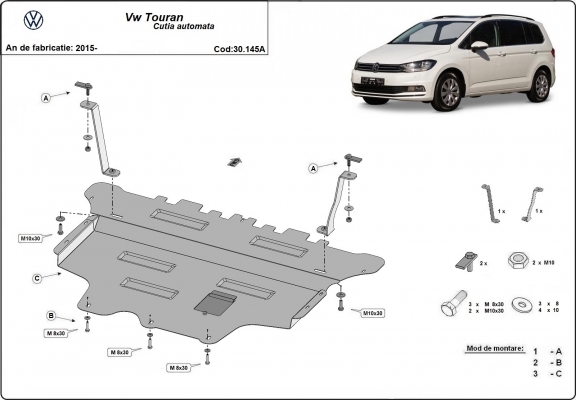 Acél motor, kapcsolószekrény, hűtő védőlemez VW Touran