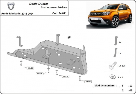Acél AdBlue tartályvédő lemez Dacia Duster