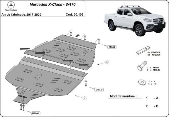 Acél osztómű védőlemez Mercedes X-Class