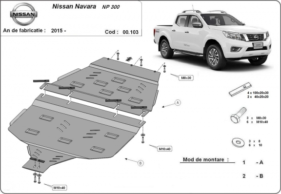 Acél kapcsolószekrény védőlemez Nissan Navara NP300