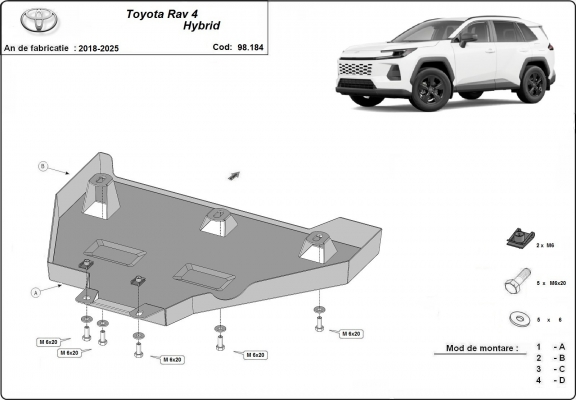 Acél differenciálmű védőlemez Toyota RAV 4 Hybrid