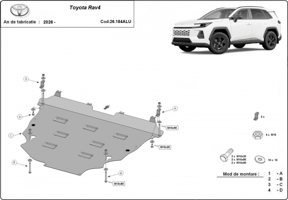 Alumínium motor, sebességváltó, hűtő, első lökhárító védőlemez Toyota RAV4