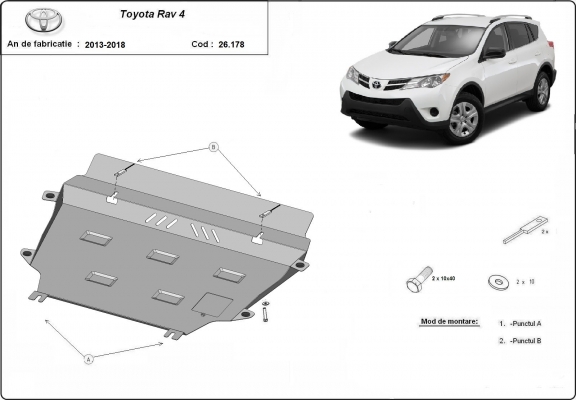 Acél motor, kapcsolószekrény, hűtő védőlemez Toyota RAV 4