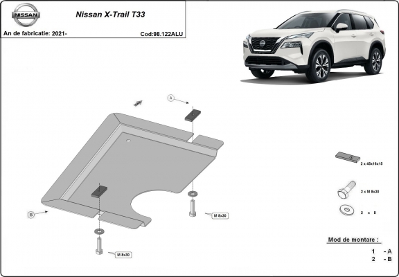 Alumínium differenciálmű védőlemez Nissan X-Trail T33