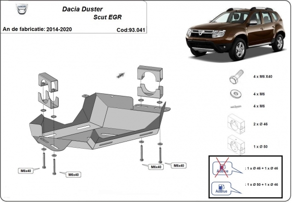 Acél EGR védő Dacia Duster