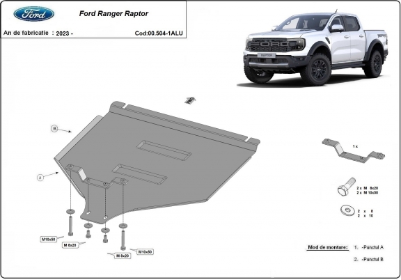 Aluminum kapcsolószekrény védőlemez Ford Ranger Raptor