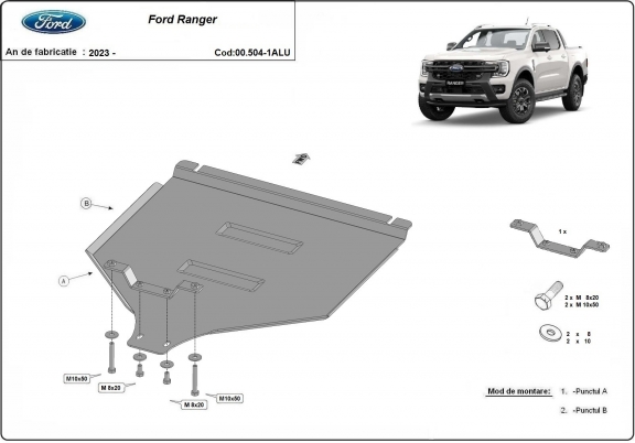 Aluminum kapcsolószekrény védőlemez Ford Ranger
