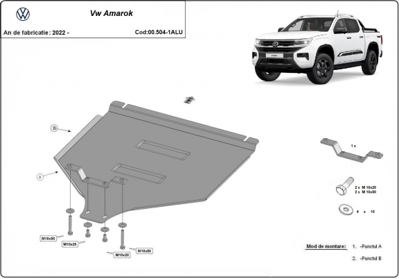 Aluminum kapcsolószekrény védőlemez Volkswagen Amarok