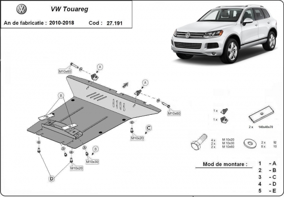 Motor, karter- védő acéllemez VW Touareg